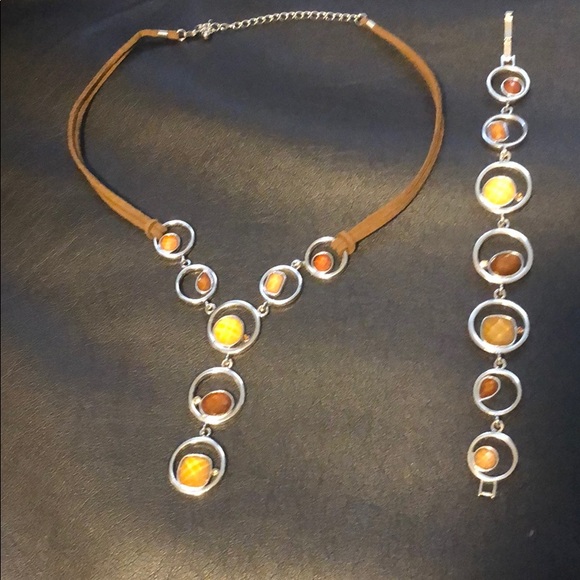 Lia Sophia Jewelry - Lia Sophia Brown Stone Necklace & Bracelet